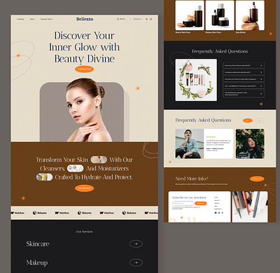 Bellezza - Skincare and Beauty Website Design beauty cosmetic creative custom design e commerce hair interface landing page makeup product shop shopify store skincare store trendy ui ux website design wordpress