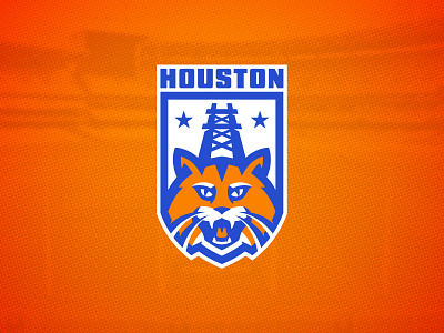 Houston Wildcatters branding cat crest design football graphic design houston illustration logo oil oilers texas wildcat