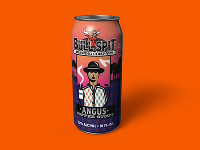 Bullspit Brewing Angus Coffee Stout Can Design 16oz beer beer packaging branding can design design illustration label logo packaging packaging design