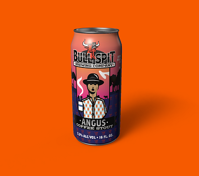 Bullspit Brewing Angus Coffee Stout Can Design 16oz beer beer packaging branding can design design illustration label logo packaging packaging design