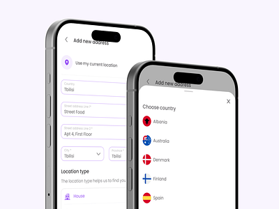 Location and Add address address app delivery design system finance flow interaction ios location map maps mobile motion textfield ux