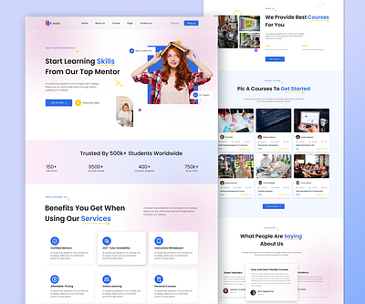 E-Learning landing page design app design elearning website design figma landing page design mobile app design ui ui design uiux design user interpage design ux visual design web design