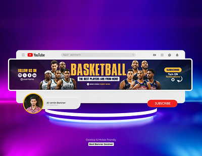 Basketball YouTube Banner Design 2025 art banner banner youtube basketball basketball youtube banner channel channel art cover web banner youtube youtube banner design