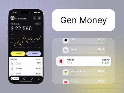 Gen Money: Trading app design fintech ui ux