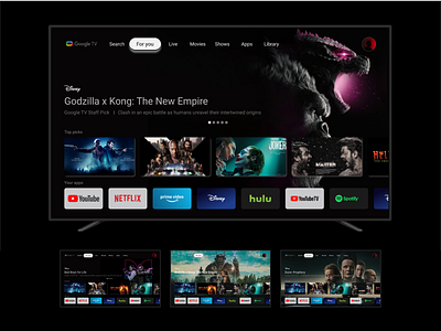 Google Smart TV UI Design appletv googletv googletvui smarttv smarttvdesign smarttvui tvui tvuidesign ui uidesign uiux