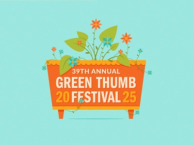 Green Thumb Festival Lockups badge daisy festival florida flower bed flowers geometric green thumb greenery leaf lockup nature plants plany daddy retro st pete vintage