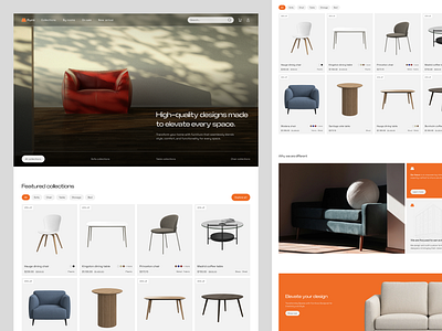 Furni - Home page design bento branding card clean cta e commerce footer furniture input field interior design navbar navigation online store products shop store typography ui ux web design