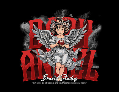 BABY ANGEL | design for sale angel baby angel boldart customapparel design design for sale exclusivedesign gothicdesign graphic design graphictee illustration imaginativeart streetwear design