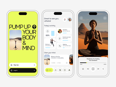 Wellness App appdesign designconcept homepage mentalhealth mobile mobileappdesign mobiledesign player selfcare ui uidesign uitrends ux wellness