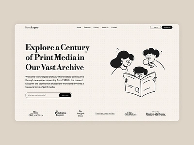 Digital Library for Newspaper graphic design landing page product designer ui ui design ux design web design