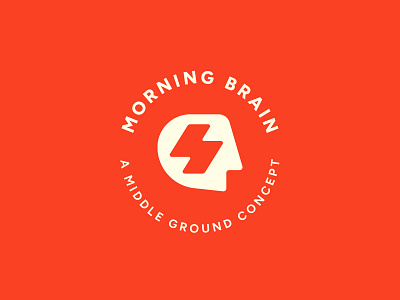 MGC 158: Morning Brain badge bolt brain gray head icon lighining lock up logo mgc middle ground made mikey hayes morning red type