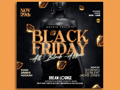 All Black Party Flyer Template rb