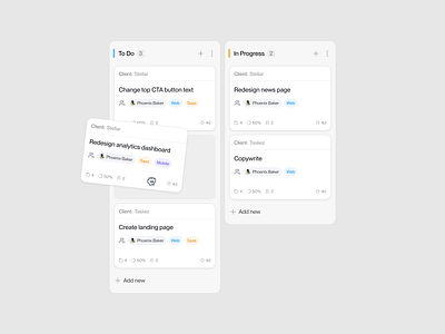 Task cards - Light mode components graphic design light mode productivity project manager saas task cards task details task management to do ui ux