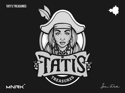 Tati's Treasures: Bold Pirate-Inspired Logo Design | Mascot branding graphic design logo