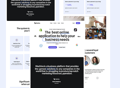 Machino- Business Manager Landing page agency branding business business app business manager cards daily ui design features fintech hero section landing page social media ui uiux design web design website design