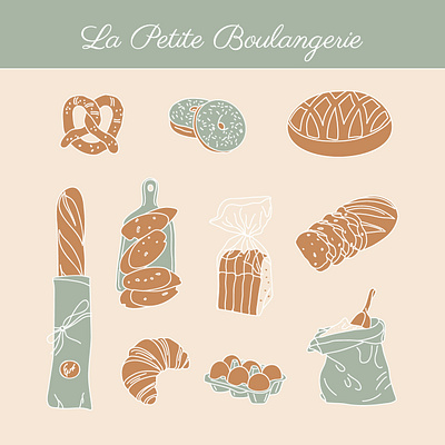 Handcrafted Bakery Icons illustration