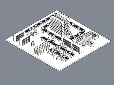 Automated Picking & Sorting Illustration graphic design illustration isometric robotics vector