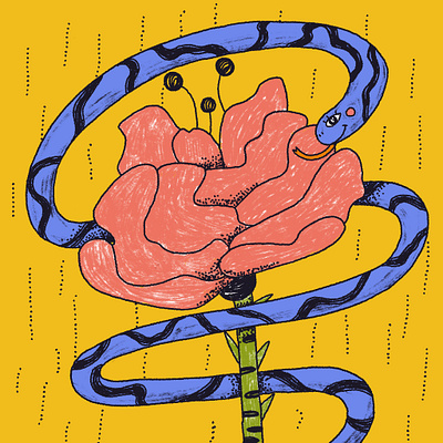 snake’n’flower art work bright colours digital art flower illustration procreate sticker