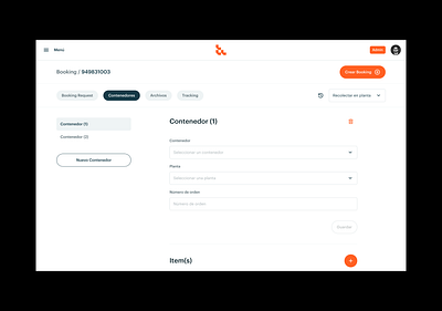 Booking / UI big data booking crm dashboard data grid inputs minimal orange rp simple system ui ux