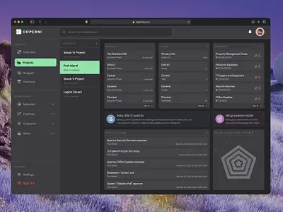 Copernicus - Project Management Module dashboard details manage projects project management real estate tasks