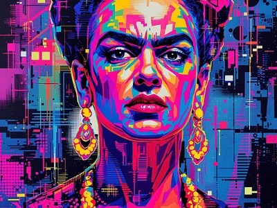 Frida: Sharp as Neon, Loud as the Cyberworld branding visibility creativeexpression fanart