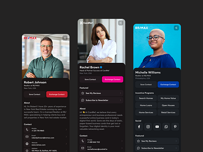 Personal profile for CardRef Smart Card add to contact app card design contact sharing corporate profile dashboard mobile mobile app personal profile profile profile card share contact ui vcard web