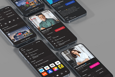 Personal profile - Mobile App - vCard add to contact app card design contact sharing corporate profile dark mode dark theme dashboard mobile mobile app personal profile profile profile card share contact theme ui vcard web