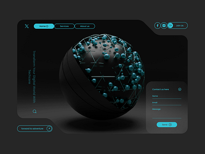 Concept Techcore Website 3d black branding figma logo neon sphere tech ui