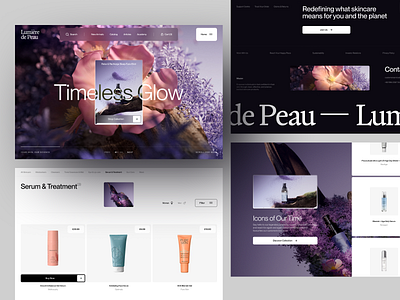 Lumière de Peau - Skincare E-commerce Website beauty design landing page marketplace medicine minimal online store product skin care treatment ui ui design uiux web design website