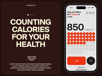 Food tracker / minimal mobile app app calories count counter food health ios minimal minimalism mobile track ui