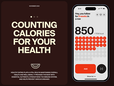 Food tracker / minimal mobile app app calories count counter food health minimal minimalism mobile track ui