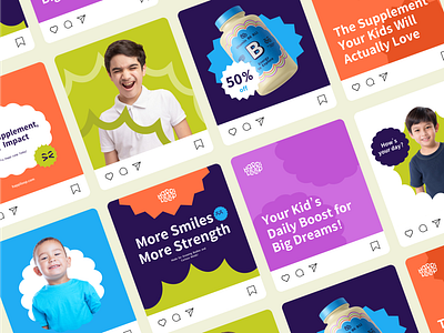 Happi Loop : Kids Vitamin - Social Media brand activation branding cute branding design graphic design graphic element instagram design instagram feed instagram post kids vitamin layout design logo marketing pattern promotion design social media social media post supergraphic supplement visual identity