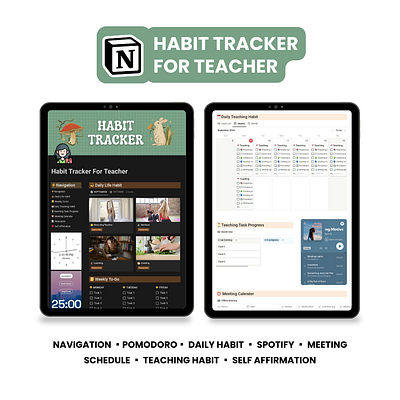 Notion Habit Tracker For Teacher habit tracker notion notion app notion habit tracker notion template notion tracker template