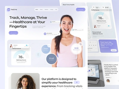 Heal.me - Healthcare Dashboard Website clean gradient health health tracking healthcare healthcare saas healthcare website landing page landing page design medical patient saas saas health telemedicine telemedicine website ui web web design website website design