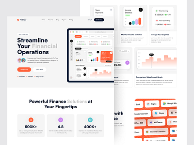 FinFlow – Finance Analytics Page ai b2b business card crm dashboard finance fintech landing page management marketing saas saas homepage saas landing page saas product saas website web app web design web3 website