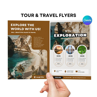 Canva Tour & Travel Flyers Template Full Editable canva canva broscure canva flyers template canva template