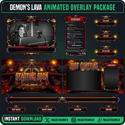 Demonic Stream Overlay Package | Horror Overlays package overlay pack design