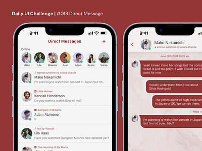 Direct Message | Daily UI Challenge #013 013 app cinephile daily ui dailyui.com design direct message mobile mobile app mobile design movies music music lover ui ui design uiux ux ux design