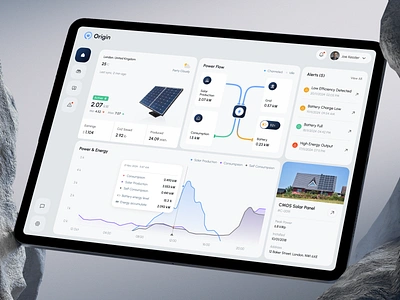 Origin - Solar Panel Dashboard analytics chart dashboard dashboard design data design figma green energy mobile app modern monitoring popular product design renewable energy solar energy solar panel solar panels solar power solar system ui