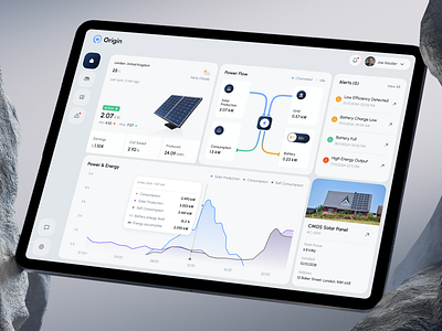 Origin - Solar Panel Dashboard analytics chart dashboard dashboard design data design figma green energy mobile app modern monitoring popular product design renewable energy solar energy solar panel solar panels solar power solar system ui