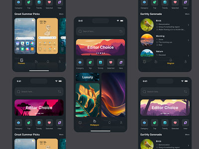 Wallpaper App Design app design appdesigninspiration appinterface appui cleandesign creativedesign creativeui designformobile flatdesign minimal wallpaper app mobile app mobileappdesign mobileui oripio product design ui ui design uiuxdesign wallpaperapp wallpaperdesign