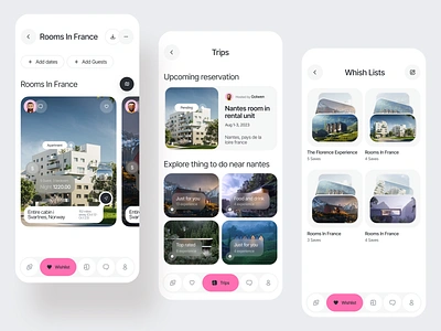 Omostate-Real Estate Mobile App Design (Wishlist & Trips screen) agent apartment application application design design dribbble eal estate agency home mobile mobile app mobile app design real design real estate real property realty stay ui user experience user interface ux