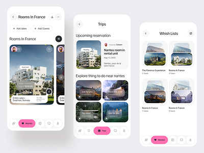 Omostate-Real Estate Mobile App Design (Wishlist & Trips screen) agent apartment application application design design dribbble eal estate agency home mobile mobile app mobile app design real design real estate real property realty stay ui user experience user interface ux