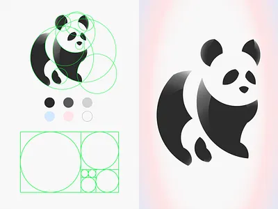 PANDA golden ratio 3d brand branding design golden ratio graphic design illustration logo logo design negative negative space panda ratio space vector