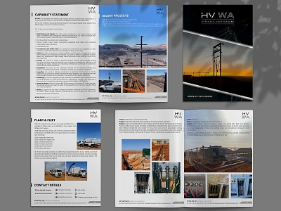 Capability Statement Design for HV WA brand branding brochure capability statement construction design digital digital art ebook ebook design flyer graphic design identity branding layout layout design marketing collateral marketing material minimal modern