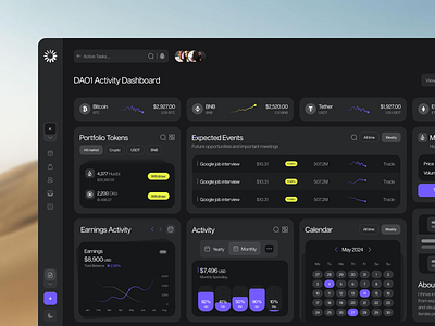 Dao1 - Crypto Dashboard analytic binance blockchain website coin crypto crypto platform crypto swap cryptocurrency dashboard defi defi dashboard exchange ico solana stocks market token trading wallet web application design web3