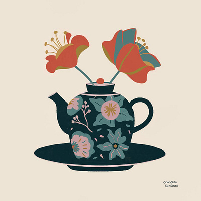 Floral tea illustration graphic design illustrations logo