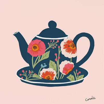 Floral tea illustration graphic design illustrations logo