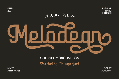 Melodean - Monoline Font signature