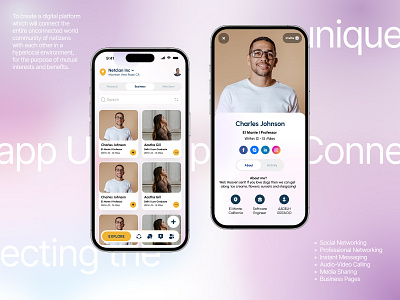 Social Networking App - Connecting the people around you app design business chat creative finder marketing message app minimal mobile app networking product design social social app social media social networking soulmate tinder ui ux